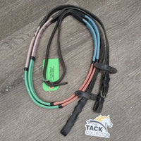 Pr "Rainbow" Rubber Reins *gc, gunk, stains, clean & mnr dirt, rubs, bare spots

