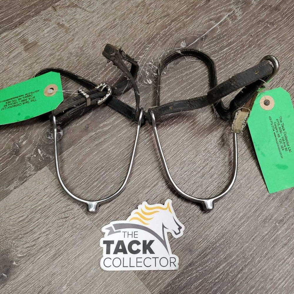 Nubby POW Spurs, Leather Bling Spur Straps *vgc, clean, mnr scuffs *Straps: poor, threads, rips, peeled