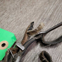 Nubby POW Spurs, Leather Bling Spur Straps *vgc, clean, mnr scuffs *Straps: poor, threads, rips, peeled