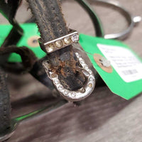 Nubby POW Spurs, Leather Bling Spur Straps *vgc, clean, mnr scuffs *Straps: poor, threads, rips, peeled
