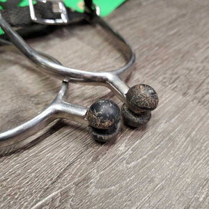 Plastic Roller Ball Spurs, 2x Nylon Straps *gc, clean/mnr dirt & v.dirty/gunky balls, rubs Straps: like new