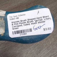 Shaped Hard Short & Fine Plastic Brush *gc/fair, v.hairy, v.scraped, faded, stuck sticker
