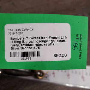 Sweet Iron French Link Hunter D Ring Bit, ball lozenge *gc, clean, rusty, residue, rubs, scuffs