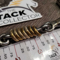 Sweet Iron French Link Hunter D Ring Bit, 7 center copper rings *gc, clean, mnr residue, bent, oxidization