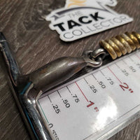 Sweet Iron French Link Hunter D Ring Bit, 7 center copper rings *gc, clean, mnr residue, bent, oxidization
