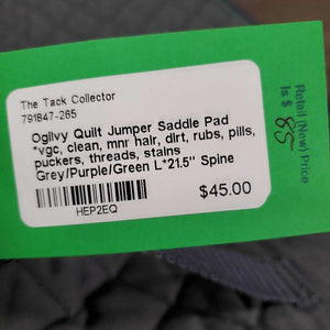 Quilt Jumper Saddle Pad *vgc, clean, mnr hair, dirt, rubs, pills, puckers, threads, stains