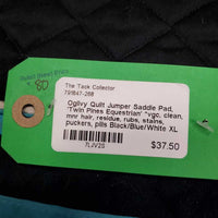 Quilt Jumper Saddle Pad, 'Twin Pines Equestrian' *vgc, clean, mnr hair, residue, rubs, stains, puckers, pills
