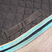 Quilt Jumper Saddle Pad, "All Things Equine" *gc, clean, rubs, faded, mnr hair, dirt, puckers, stains, pills
