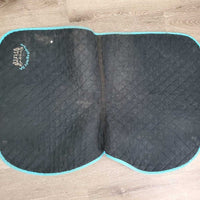 Quilt Jumper Saddle Pad, "All Things Equine" *gc, clean, rubs, faded, mnr hair, dirt, puckers, stains, pills