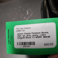 Paddock Boots, Zips *gc, dirty, dusty, v.torn tongues
