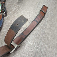 Leather & Elastic Breastplate, Running Martingale Attach, snaps *gc, clean, stains, xholes, rubs, faded
