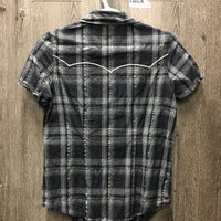 SS Western Shirt, Snaps *gc, puckers, crinkles, curled edges, seam puckers
