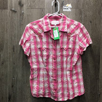 SS Western Shirt, snaps, embroidered *gc, puckered, curled edges, crinkles
