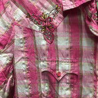 SS Western Shirt, snaps, embroidered *gc, puckered, curled edges, crinkles
