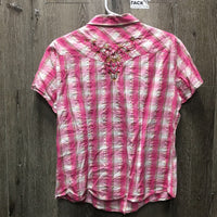 SS Western Shirt, snaps, embroidered *gc, puckered, curled edges, crinkles