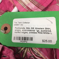 SS Western Shirt, snaps, embroidered *gc, puckered, curled edges, crinkles
