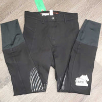 Hvy Cotton EuroSeat Breeches *gc, undone seam stitching, peeled stickies, mnr linty, hair, curled inner waist, pilly edges
