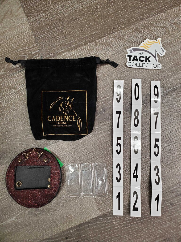 3 # Round Glittery Show Numbers, Eggbutt, Velvet Bag, Bag, Pin *new