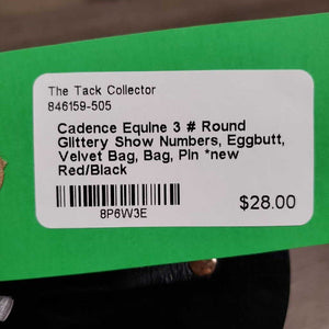 3 # Round Glittery Show Numbers, Eggbutt, Velvet Bag, Bag, Pin *new