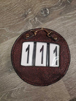 3 # Round Glittery Show Numbers, Eggbutt, Velvet Bag, Bag, Pin *new
