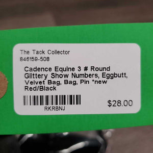 3 # Round Glittery Show Numbers, Eggbutt, Velvet Bag, Bag, Pin *new