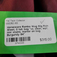 50g Rain Sheet, 0 tail, bag *xc, clean, wpf, mnr stains, marker on bag
