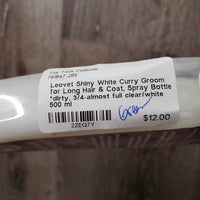Shiny White Curry Groom for Long Hair & Coat, Spray Bottle *dirty, 3/4-almost full