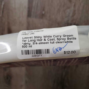 Shiny White Curry Groom for Long Hair & Coat, Spray Bottle *dirty, 3/4-almost full