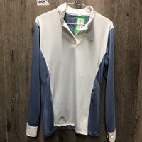 LS Show Shirt. 1/4 Snap Up, snap collar *vgc, seam puckers, v.mnr snag
