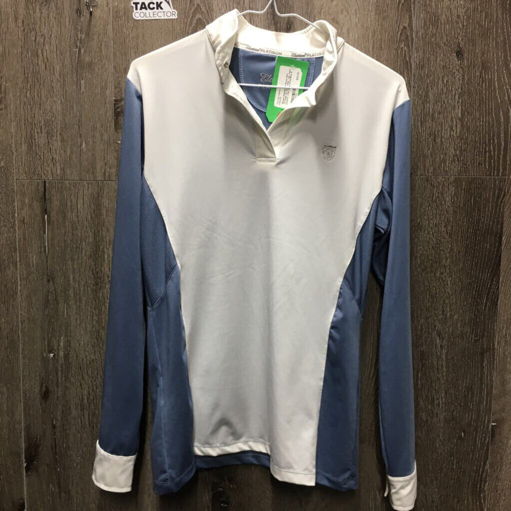 LS Show Shirt. 1/4 Snap Up, snap collar *vgc, seam puckers, v.mnr snag