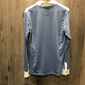 LS Show Shirt. 1/4 Snap Up, snap collar *vgc, seam puckers, v.mnr snag