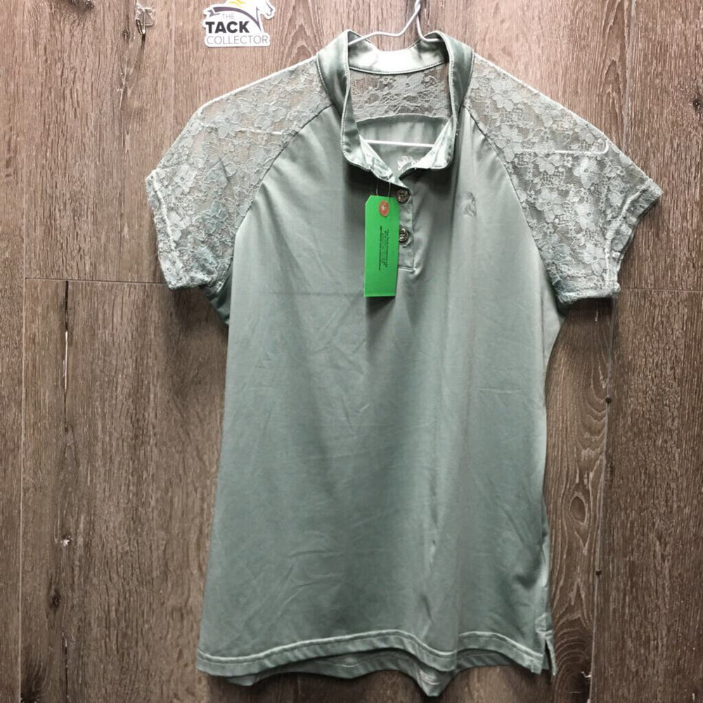 SS Lace Show Shirt, 1/4 Button Up *xc/like new