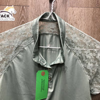 SS Lace Show Shirt, 1/4 Button Up *xc/like new