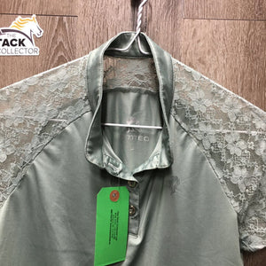 SS Lace Show Shirt, 1/4 Button Up *xc/like new