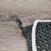 Crochet Fly Veil Ear Bonnet, piping *gc/fair, clean, v.faded, curled, frays, residue, NO String
