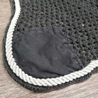 Crochet Fly Veil Ear Bonnet, piping *gc/fair, clean, v.faded, curled, frays, residue, NO String
