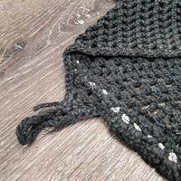 Crochet Fly Veil Ear Bonnet, piping *gc/fair, clean, v.faded, curled, frays, residue, NO String

