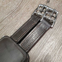Anatomical Shoulder Relief Padded Leather Girth, 2x els, center strap *vgc, clean, stains?film, residue?, rubs, hairy seams

