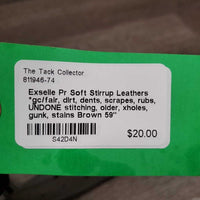 Pr Soft Stirrup Leathers *gc/fair, dirt, dents, scrapes, rubs, UNDONE stitching, older, xholes, gunk, stains
