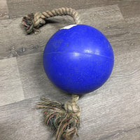 Romp-n-Roll Jolly Ball 15 cmStall Rubber Ball, Rope *vgc, clean & mnr dirt & stain