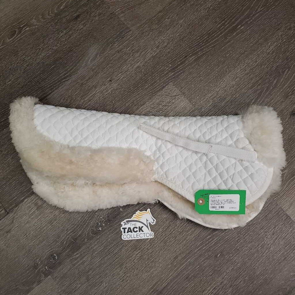 Sheepskin Half Pad, rolled edge *vgc, clean, clumpy, puckers, mnr threads, stains, bare spots