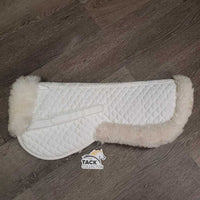 Sheepskin Half Pad, rolled edge *vgc, clean, clumpy, puckers, mnr threads, stains, bare spots