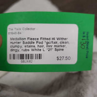 Fleece Fitted Hi Wither Hunter Saddle Pad *gc/fair, clean, clumpy, stains, hair, mnr marker, dingy, rubs