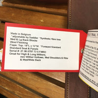 17.5" *adj set MW 5.5" Tech 1 Close Contact, 2 Billet Guards, Tech1 Black Nylon Cover, Med & Lg Back Blocks, Wool Flocking, Flaps: Top: 14"L x 13"W Serial #: 21 06 0797 73 5 FMRO
