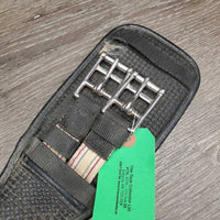 Thick Neoprene Short Girth, 2x els *gc, dirty, stretched elastic, torn tag, faded, hairy seams, older, frayed edge

