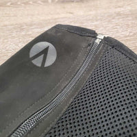 Mesh & Micro Suede Half Chaps *gc, dirty, faded, rubs
