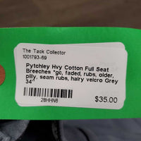 Hvy Cotton Full Seat Breeches *gc, faded, rubs, older, pilly, seam rubs, hairy velcro
