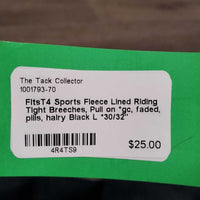 Fleece Lined Riding Tight Breeches, Pull on *gc, faded, pills, hairy
