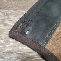 Pr Suede Half Chaps *vgc/gc, mnr dirt, stains, rubs, stretched els, cracking/peeling
