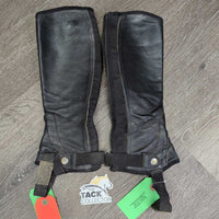 Pr Leather Half Chaps, Back Zipper *fair, split zipper to, stretched & puckered elastic, faded, rubs, rubs
